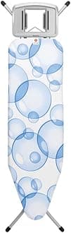 BrabantiaIroning Board B - With Solid Steam Iron Rest - Triple-layer PerfectFlow Cover - Adjustable in Height - Non-Slip Rubber Feet - Foldable - Bubbles - 124x38 cm