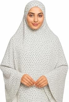 Namaz Hijab For Women, 100% Cotton With Extra Hijab Cap, Khimar With Latest Floral Designs, Female, White, WHITE, FREE SIZE
