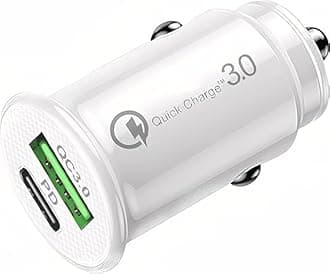 TRANZY USB C Car Charger, 36W PD & QC 3.0 Fast USB Car Charger, Cigarette Lighter Compatible with All Type C, USB Charger, Smartphones, Android, Navigator, Tablet, Camera, PSP Game (White)