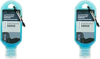 Palm Safe Savage 60ml Anti Bacterial Premium Hand Sanitiser Travel Size Refillable Clip Bottle Quick Drying Non Sticky Extra Moisturising Kills 99.9% of Viruses and Bacteria (Pack of 2)