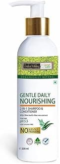 Indus Valley Organic Gentle Daily Nourishing 2-in-1 Shampoo and Conditioner for Dry Scalp, Stimulates Hair Growth, Deep Nourished Shiny Hairs Shampoo (200 ml, Pack of 1)