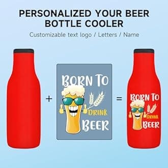 Custom Beer Bottle Sleeve Insulators 12oz Standard Zip-up Bottle Jacket Non-slip Thick Neoprene Drink Holder with Personalized Logo Text Bulk 2PC Pack