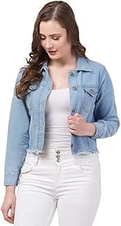 FUNDAY FASHIONWomen's Denim Blend Tie-Dye Cotton Blend Standard Length Jacket