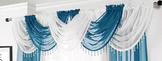 Voile Curtain Swag with Crystal Beaded Trim (Teal)