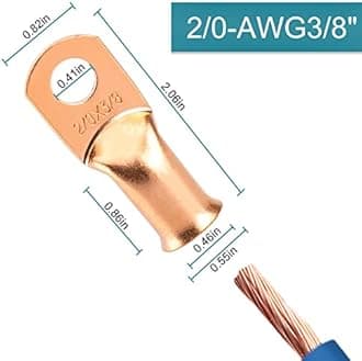 4PCS Battery Cable Ends, 2/0 Gauge Wire Connectors 3/8 Copper Wire Lugs, Bare Copper Eyelets with Heat Shrink Tubing by HOUSUN