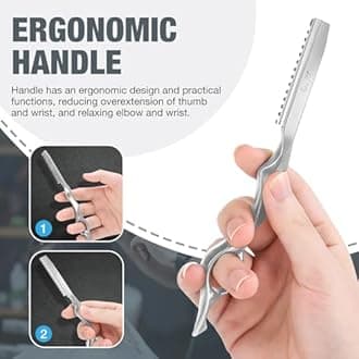 Hair Razors For Cutting Hair, 12pcs Professional Styling Thinning Texturizing Cutting Razor 6.89" for Salon & Home Use, 10pcs Replacement Blades (Silver)