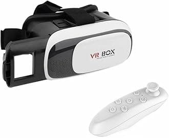 Bnext Virtual Reality Headset Glasses Anti-Radiation Adjustable Screen Headband 2022 with Remote for All Android (iOS) for All Smartphones,Phones with 2 Year Replacement Warranty (Color-White)_ST02