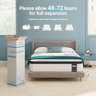 Serweet 10 Inch Memory Foam Hybrid Twin XL Mattress - Heavier Coils for Durable Support - Pocket Innersprings for Motion Isolation - Pressure Relieving - Medium Firm - Made in Century-Old Factory