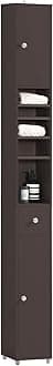 HAOTIANBZR34-BR, Brown Bathroom Tall Cabinet with 1 Drawer, 2 Doors and Adjustable Shelves, Bathroom Shelf, 7.87 x 7.87 x 70.87 Bathroom Tall Cabinet Cupboard