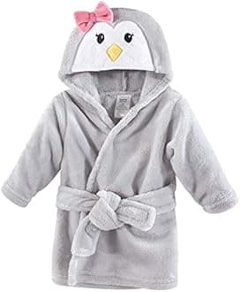 Luvable Friends Unisex Baby Plush Bathrobe, Girl Penguin, 0-9M