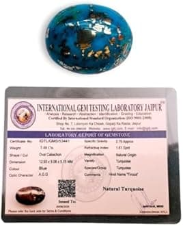 IGL Natural Firoza Double Polished Feroza/Turquoise Certified Gemstones - Attracts Prosperity & Financial Opportunities | For Ring and Pendants - for Men & Women - 47.59 Carats