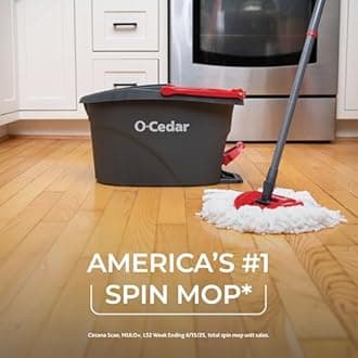 EasyWring Microfiber Spin Mop & Bucket Floor Cleaning System with 4 Extra Refills