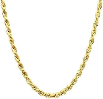14K Solid Yellow Gold Diamond Cut Rope Chain Necklace, Available in 1.5mm,2mm,3mm and 4mm Thickness For Women and Men 16-36 Inch Lengths (2mm, 18inch)