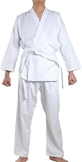Karate Uniform for Kids and Adult, Lightweight Karate Gi Student Uniform with Belt for Martial Arts training - White