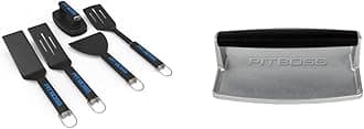 PIT BOSS Ultimate Griddle Tool Kit 5-Piece, Black & 40431 Griddle Press, Silver