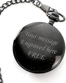 Charles Hendon Personalised Engraved Silver Gold or Black Pocket Watch. Men's Gift. Free Engraving