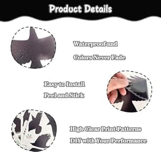 Large Anti-Collision Window Stickers for Birds, Glass Door Protect and Save Bird Strikes, Stop Birds from Hitting Windows, Window Bird Stickers Decals (Black)