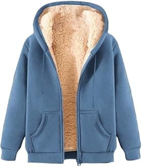 Mens Zip Up Hoodie Warm Fuzzy Fleece Lined Hooded Fall Winter Coat Casual Cozy Fleece Jacket with Pockets