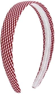 Gingham Hair Accessories for School Alice Band Slim Headband Scrunchy Clips (Red White Gingham 1 inch Wide Alice Headband)