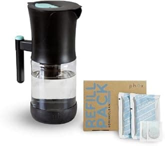 Phox V2 Water Filter | 2.2L Glass Water Filter Jug and Refillable Eco Cartridge Cartridge | 3 Month Supply