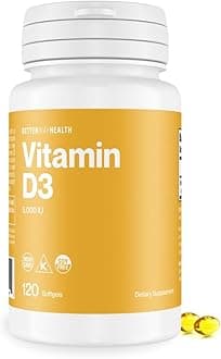Vitamin D3 5000 IU – High Potency Softgel Vitamin D Supplement for Immune & Bone Health – Non-GMO, Dairy-Free, 120 Softgels