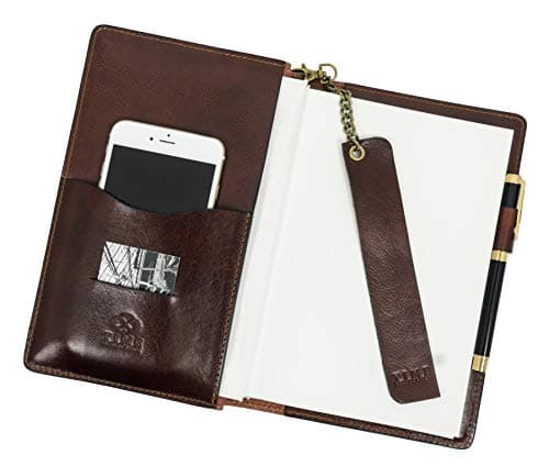 Time ResistanceBrown Leather Journal With Refillable A5 Notepad And Bookmark Notebook Cover With Pen Loop