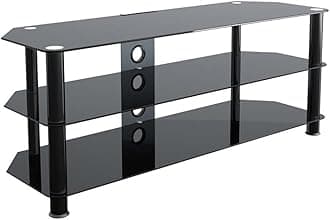 AVF SDC1250CMBB-A TV Stand for 39-inch to 60-inch TVs, Black Glass, Black Legs
