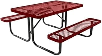 COATEDOUTDOORFURNITURE Heavy-Duty Portable Outdoor Kids Table, Expanded Metal Kids Picnic Table, Commercial-Grade Picnic Table, Made in America (4ft Rectangular, Childrens, Textured Burgundy)