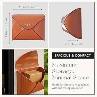 NACH Wall Mount Mailboxes for Outside, 10.2 x 13 x 4.7 inch Terracotta Wall Mailboxes for Outside, Waterproof Mailboxes for Outside - Envelope Mailbox