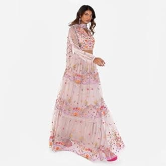 Maya Deluxe Women's Indian Traditional Dress for Women Outfit Lengha Choli Lehenga Saree Skirt and Top Dupatta Coord Set for Wedding Guest Top Skirt Coord (pack of 1)