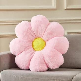 AVS Sunflower Shaped Cute Decorative Throw Pillows Floor Cushion for Girls Bedroom Sofa Chair Aesthetic Decoration (35CM, Pink/Yellow)