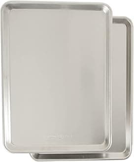 Natural Aluminum Commercial Baker's Half Sheet (2 Pack), Silver