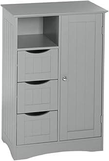 RiverRidge Ashland Collection 1 Door, 3 Drawer, Gray Floor Cabinet,Grey