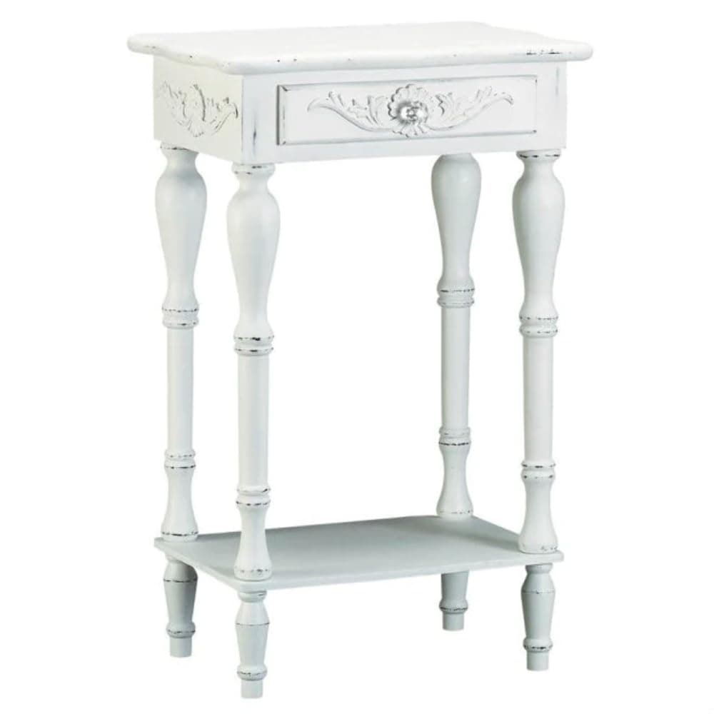 Accent Plus 34353 Carved White Side Table, Multicolor