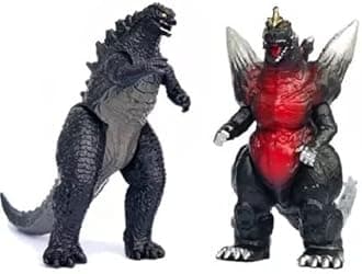 De-Lite™ Action Figures Soft Touch Vinyl Plastic Collectible Model Toys (Space Godzilla & Junior Godzilla, 2 Pieces Pack, Mini Small Size - 7cm)