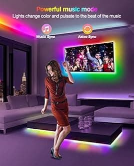 Daymeet Led Strip Lights 33FT RGBIC Rainbow LED Strips Color Changing Lights Synchronously Music Sync Built-in Mic Bluetooth with App and Remote Controller Led Lights for Bedroom Home Kitchen Room