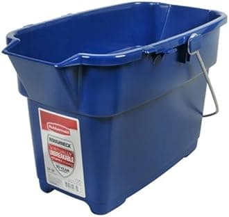 RubbermaidRoughneck Square Bucket, 14-Quart, Blue, Sturdy Pail Bucket Organizer Household Cleaning Supplies Projects Mopping Storage Comfortable Durable Grip Pour Handle