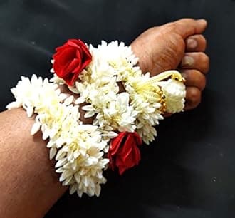 Artificial Hair Gajra, Red, 1 Count (Pack of 12)