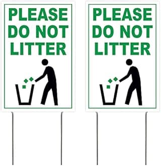 8x12 Inch Please DO NOT Litter Yard Sign No Littering Sign with Stake wb-v, 2 Pack