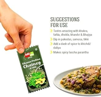Add me Dhania Pudina chutney 12gm Sachet chotu Pack, green hari chatni for bhel pani puri 48 Sachet 576 Grams Fresh ready to eat