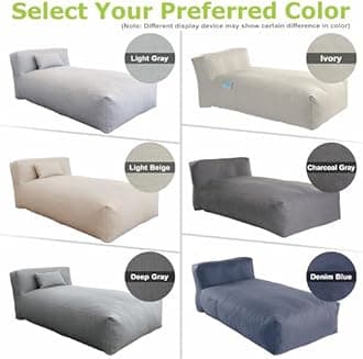 Dineli Chaise Lounge Chair Outdoor Bed Lounger Outdoor Couch Sofa for Pool Comfy Patio Furniture Foam Filling Bean Bed Chair Lazy Sofa for Outside, Water-Resistant Sunbed (Denim Blue, 70'' Length)