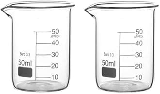 Boro 3.3 Glass Graduated Measuring Beaker for Lab or Kitchen (2x50ml)