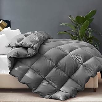 Cosybay King Size Feather Down Fiber Comforter Ultra Fluffy Duvet Insert, All Season Cotton Cover Luxury Hotel Bed Comforter with Corner Tabs, Grey 106x90 Inch