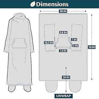 PAVILIA Fleece Blanket with Sleeves, Foot Pockets for Women Men Adults, Plush Wearable Blanket Throw, Warm Blanket Cozy Gift