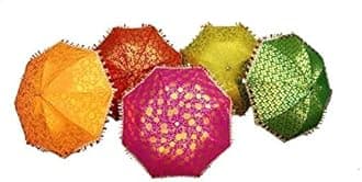 Decorative Umbrellas For Indian Wedding Diwali Decoration Christmas Mehndi Halloween Event Party Background Haldi 5 Pieces Multicolor, Multicoloured