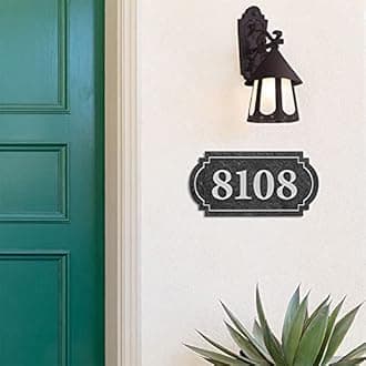 12" W x 6" H Vintage Address Plaque Home Address Sign Decorative Rustic Metal Personalized House Garden Wall Sign, 911 Visibility Signage (Styles 3)