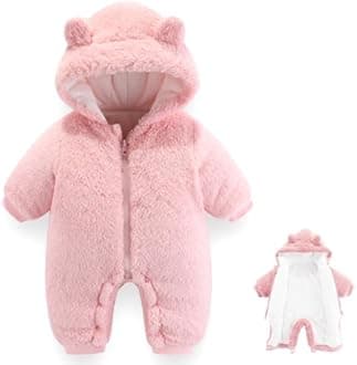 AiWMGL Newborn Baby Bear Outfit Suit Girls Boys Fleece Jumpsuit Romper Hooded Winter Snowsuit Clothes