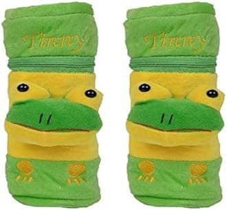 AlyaThe Cheeky Kidzz Stretchable Soft Animal Popup Plush Feeding Bottle Cover Washable with Zipper Closure & Holding Strap Suitable Upto 250ml Feeding Bottles (Pack of 2)(Green-Green)