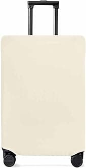 Beige Travel Luggage Cover, Cream Solid Color Anti-scratch Travel Suitcase Protector Covers, Washable Elastic Baggage Covers Fit 22-25 Inch Carry on Luggage