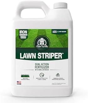 Turf Titan Lawn Striper 1 Gallon- Iron & Nitrogen Fertilizer to Promote Dark-Green, Stripe-Defined Turfs - Kids & Pet Safe, Natural Lawn Fertilizer - Green Grass Fertilizer - Covers up to 32,000 Sq Ft